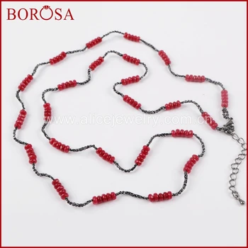 

BOROSA High Quality Drusy Crystal Beads Chain Necklace,Handcrafted 32'' Mix Color Rainbow Crystal Beaded Chain WX568