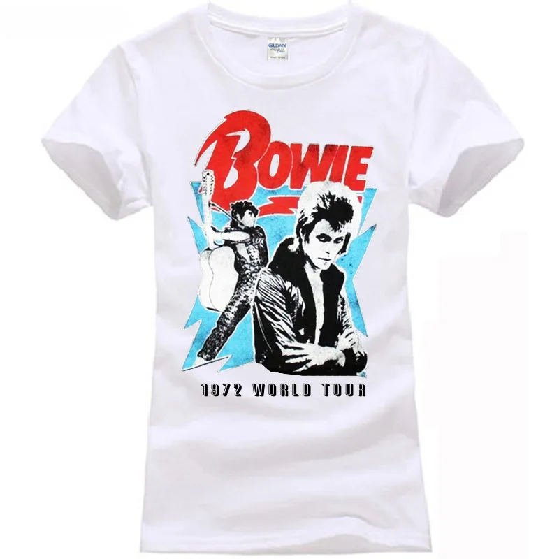 Official David Bowie 1972 World Tour T-Shirt - Distressed Black Ziggy Stardust Tour Poster Tee