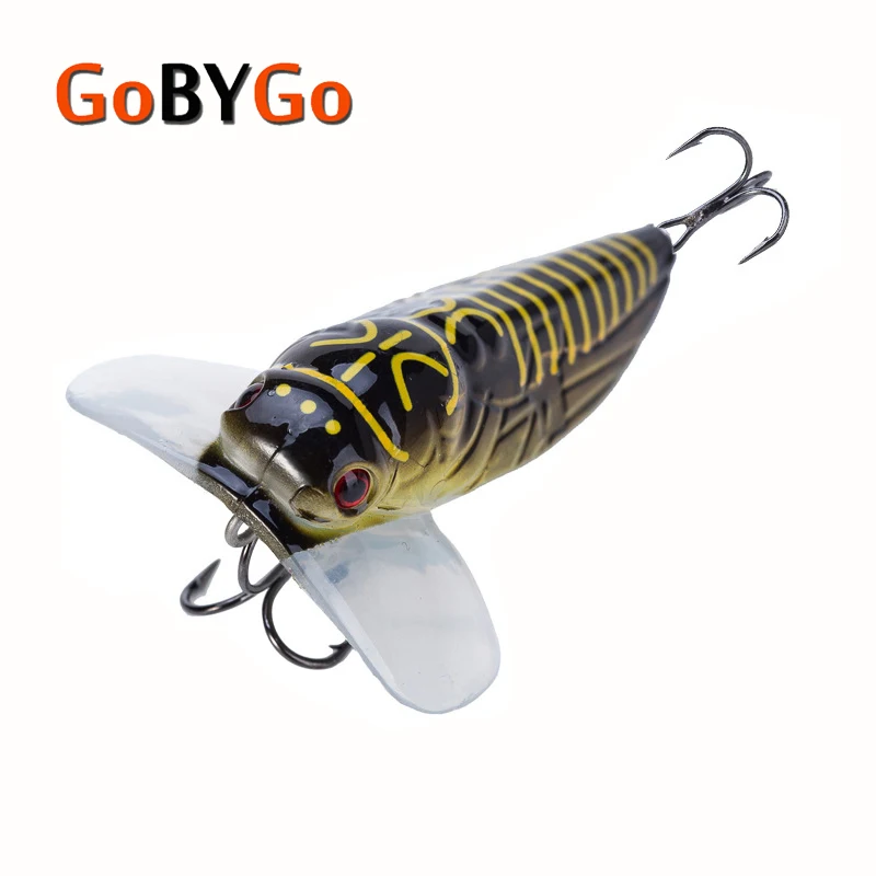 

GoByGo 1PCS High Quality Lscas Artificial Bait 3.8g/8.5g Floating Popper Topwater Stomach Cicada Insect