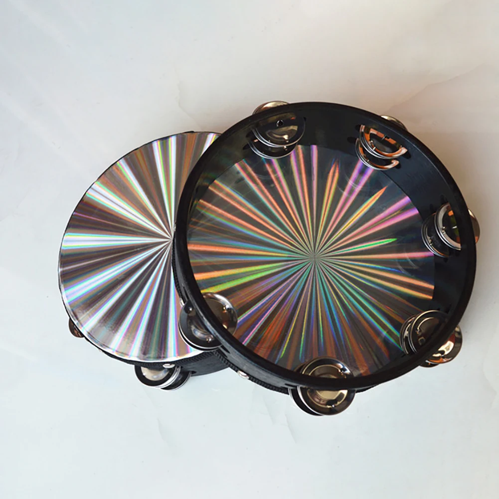 8 Inch 10 Inch Jingle Tambourine Wooden Parties Double Row Bells