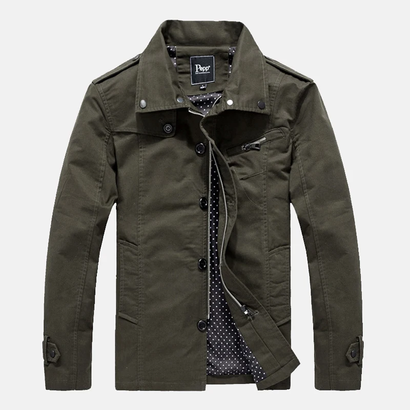 

2018 New Arrival Fashion Green Military Jacket Men Brand Clothing Single Breasted Mens Winter Jackets and Coats M-3XL