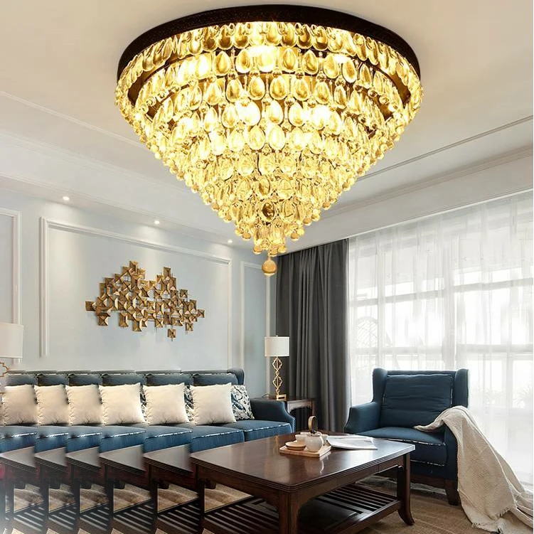 

led e14 European Iron Crystal Tear Drops LED Lamp.LED Light.Ceiling Lights.LED Ceiling Light.Ceiling Lamp For Foyer Bedroom
