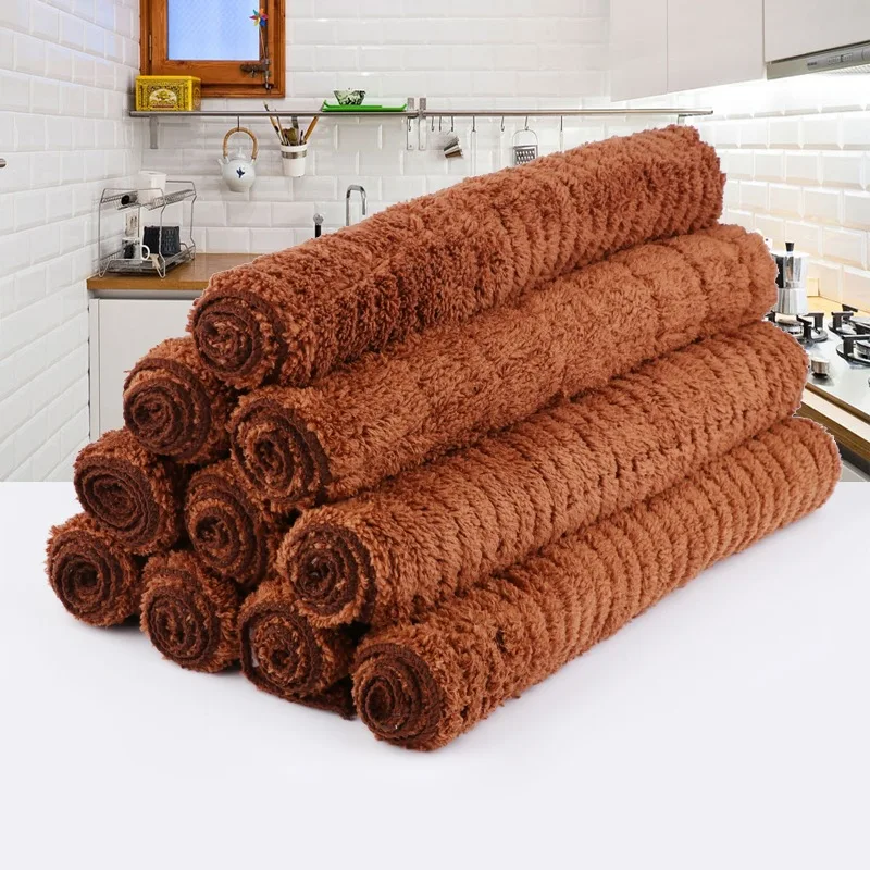 

Thickened 30*30 coralline velvet dishcloth absorbent tea towel kitchen non-greasy wipe table clean towel