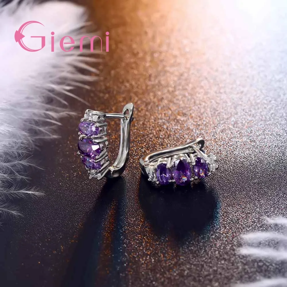 Модные фиолетовые круглые серьги с австрийским кристаллом для модных женщин, вечерние ювелирные изделия, CZ