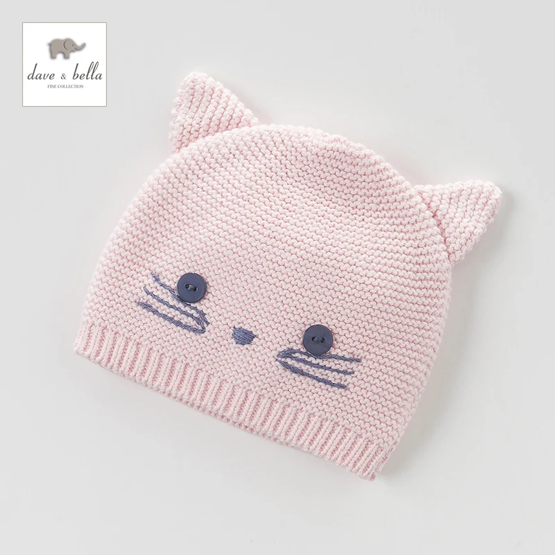 DB3945-H dave bella осень зима для маленьких девочек розовая шляпа кошка текстильная шляпа