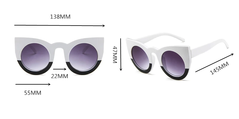 Женские солнцезащитные очки кошачий глаз с толстой оправой, модные, брендовые, дизайнерские, зеркальные линзы, кошачий глаз, черные, белые, женские солнцезащитные очки