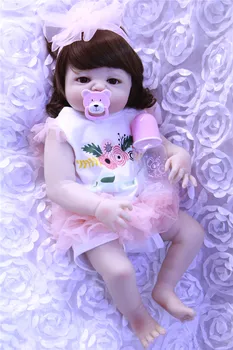 

Lovely Reborn Girl Baby Dolls 23 Inch Lifelike Newborn Princess Babies Handmade Girls Toy brown eyes With Wig Birthday Gift