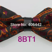 Yibei Coachella Галстуки черный низ красный оранжевый Пейсли бабочкой со стразами кожа выбор взрослых бабочка Мужская смокинг галстук-бабочку Предварительно связали