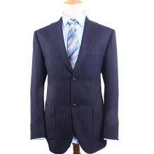 Полосатый сшитый на заказ пиджак с брюками, костюм на одной пуговице, свадебные костюмы для мужчин, мужской блейзер с отворотом на заказ