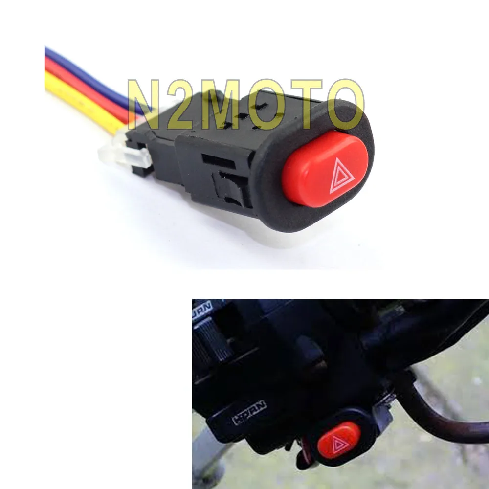 Motorcycle Hazard Light Switch Button Red 12V Controller for Scooter