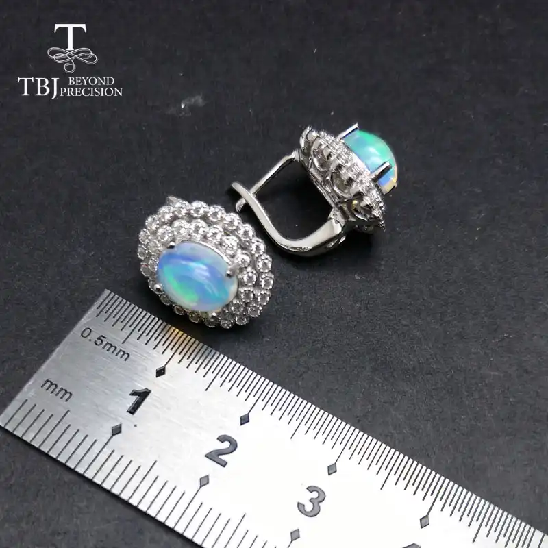 925 Silver Set Blue Opal Jewelry Set Wedding Jewelry Set Paraiba Opal Silver Jewelry Ethiopian Natural Opal Necklace Ring Earring Set