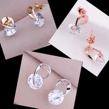Austrian Crystal Rhinestone Zircon Stud Earrings Silver Plated Earrings Korean Vintage Fashion Luxury Fine Jewelry E271