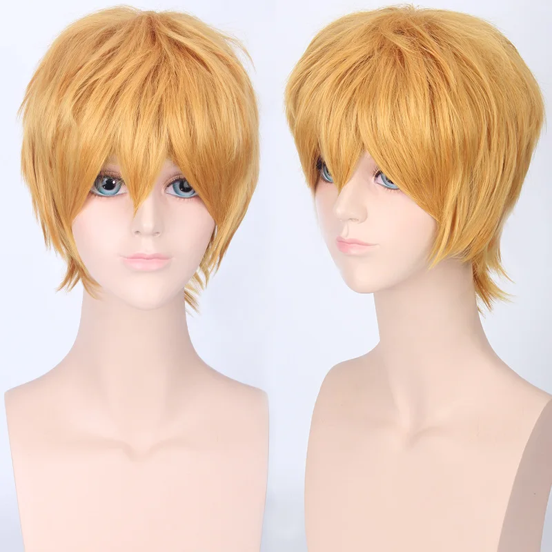 Coshome Naruto One Piece Fairy Tail Bleach Yato Cosplay Short Wig For Men Women Black Brown Yellow Red Blue Wigs (19) - 