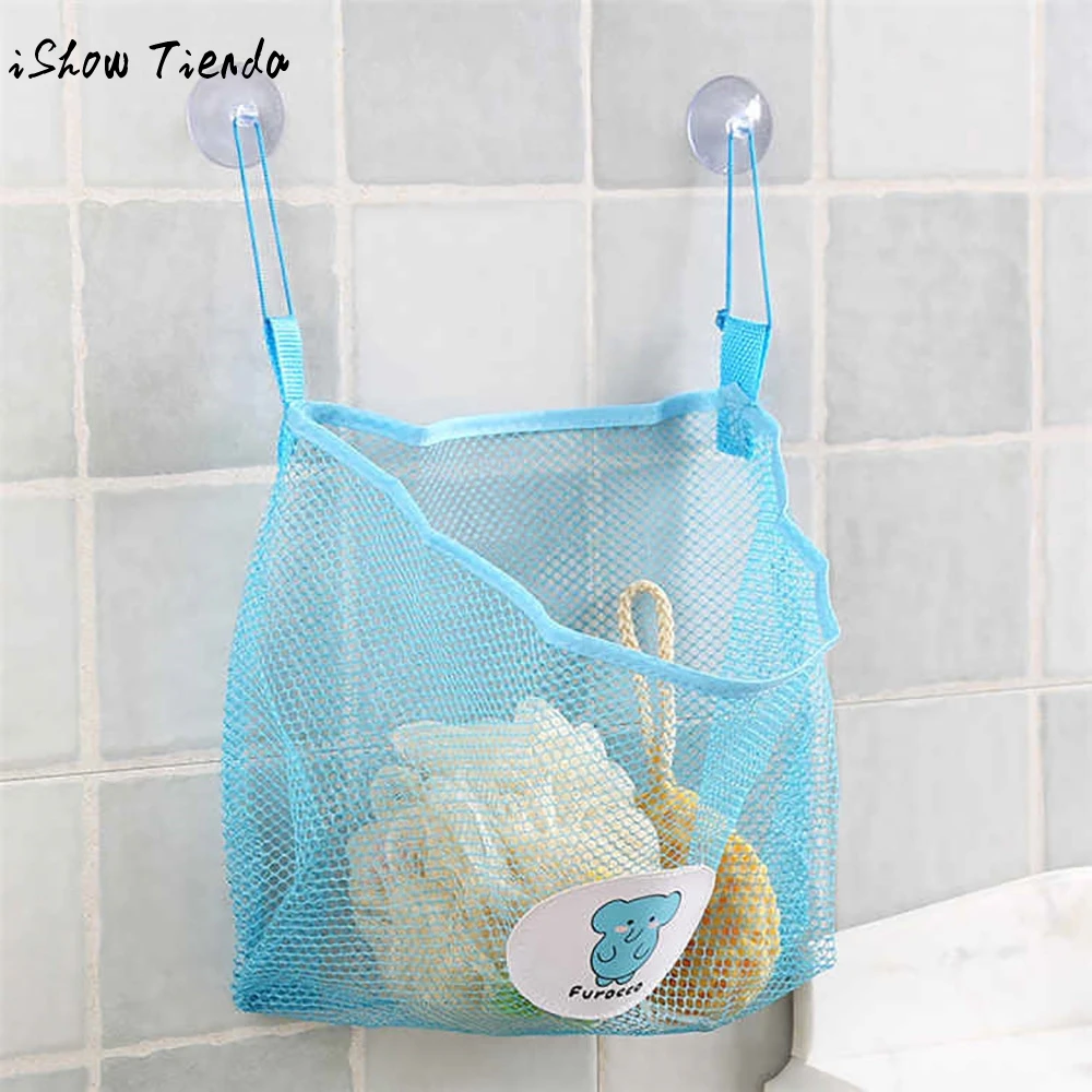 

Baby Kids Bath Time Tidy Storage Toy Suction Cup Bag Mesh Bathroom Organiser Net 25x26cm toiletries washcloth cleaning balls