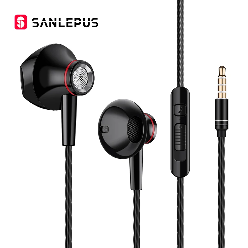 Best SANLEPUS In Ear Earphone Bass Earbud Sport Headphone 3.5mm Gaming Stereo Headset With Mic For Phone Xiaomi Samsung Computer MP3