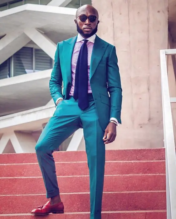 

2017 New Arrival Designs Green Turquoise Prom Men Suit Slim Fit Skinny 2 Piece Tuxedo Custom Party Suits Groom Blazers Masuclino