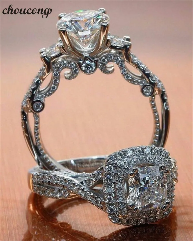 choucong Unique Promise Ring 925 Sterling Silver AAAAA cz Engagement