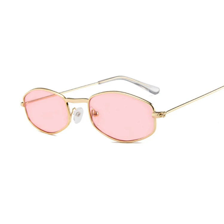 Женские солнцезащитные очки в металлической квадратной небольшой оправе, Классические винтажные цветные зеркальные солнечные очки с изображением Меркурий океана - Цвет линз: GoldPink