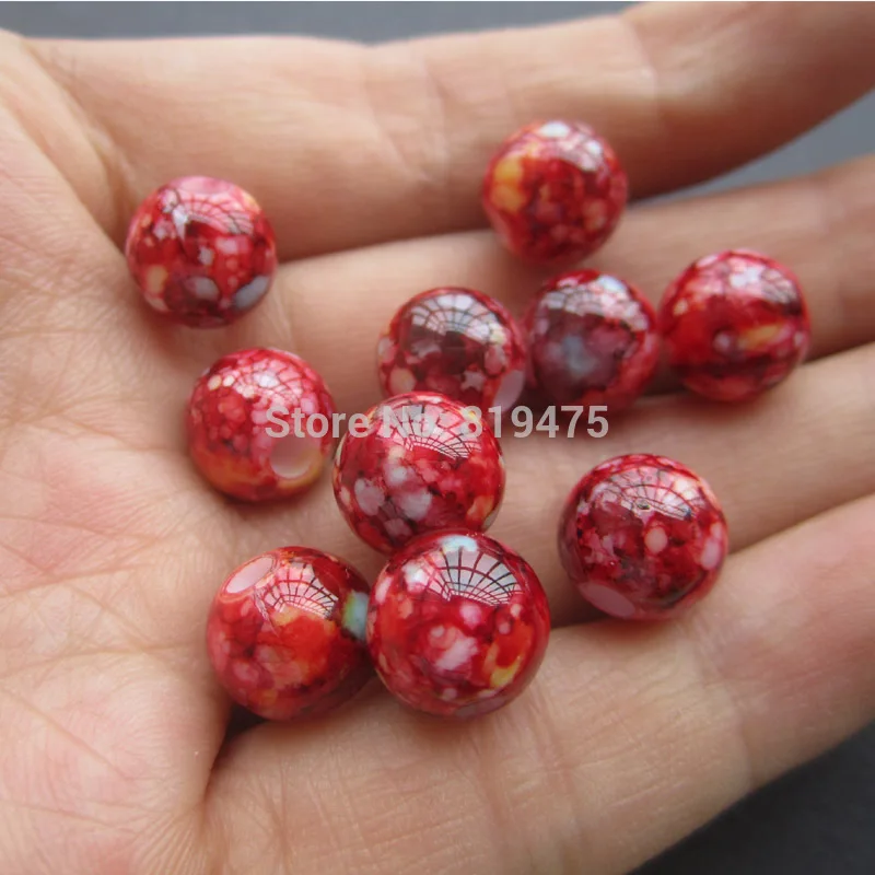 

(30 Pieces/lot) 8mm 10mm Acrylic beads Printing beads Red Blue Yellow Color for jewelry making