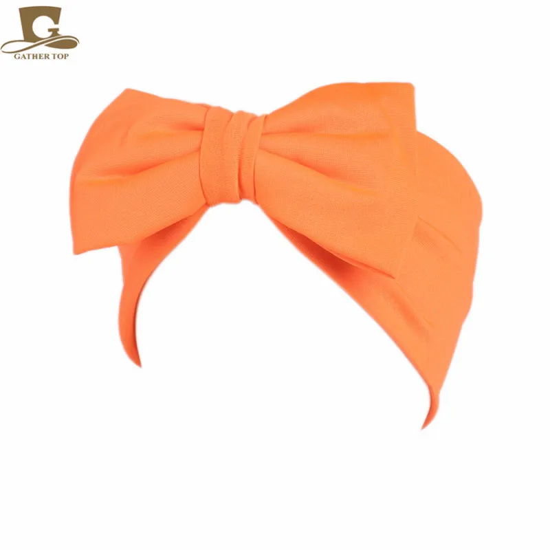 Новая мода Неоновый Цвет бант повязка для волос женская стирка макияж Повязки Тюрбан девушки аксессуары для волос - Цвет: Neon orange
