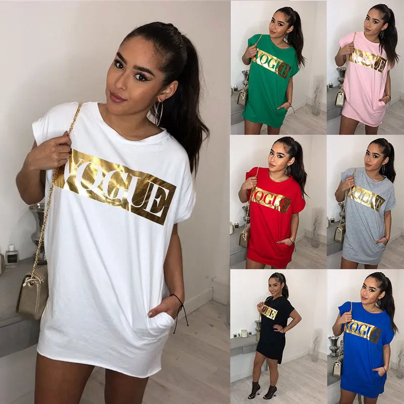 

Summer Casual Women Letter Print Short Dresses With Pockets 2019 New Loose O-Neck Women Dress Short Sleeved Plus Size Clothing