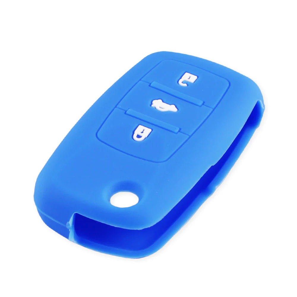 Синий KEYYOU Hot Silicone Car Key Cover Case Shell Fob For VW Golf Bora Jetta POLO GOLF Passat Skoda Octavia A5 Fabia SEAT Ibiza Leon - Название цвета: Синий