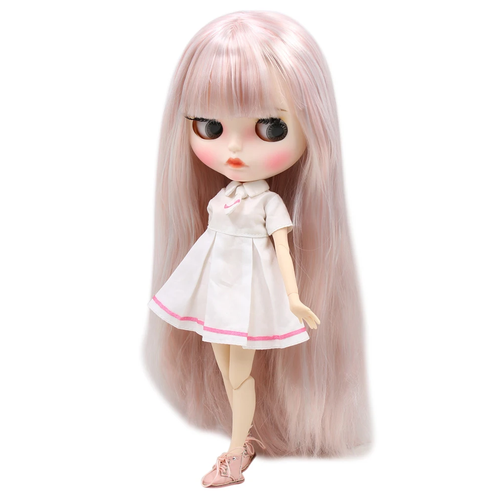 

ICY Nude Blyth Doll For No.BL6909/1010 Silver mix Pink hair Carved lips Matte face with eyebrows Joint body 1/6bjd