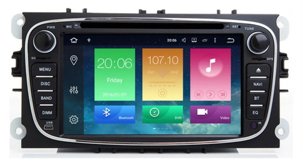 7'IPS Android 8.1 Car DVD Player GPS Navi for Ford Focus Mondeo Galaxy Kuga with 2G RAM 16G ROM Stereo Head Unit 4G LTE OBD CAM