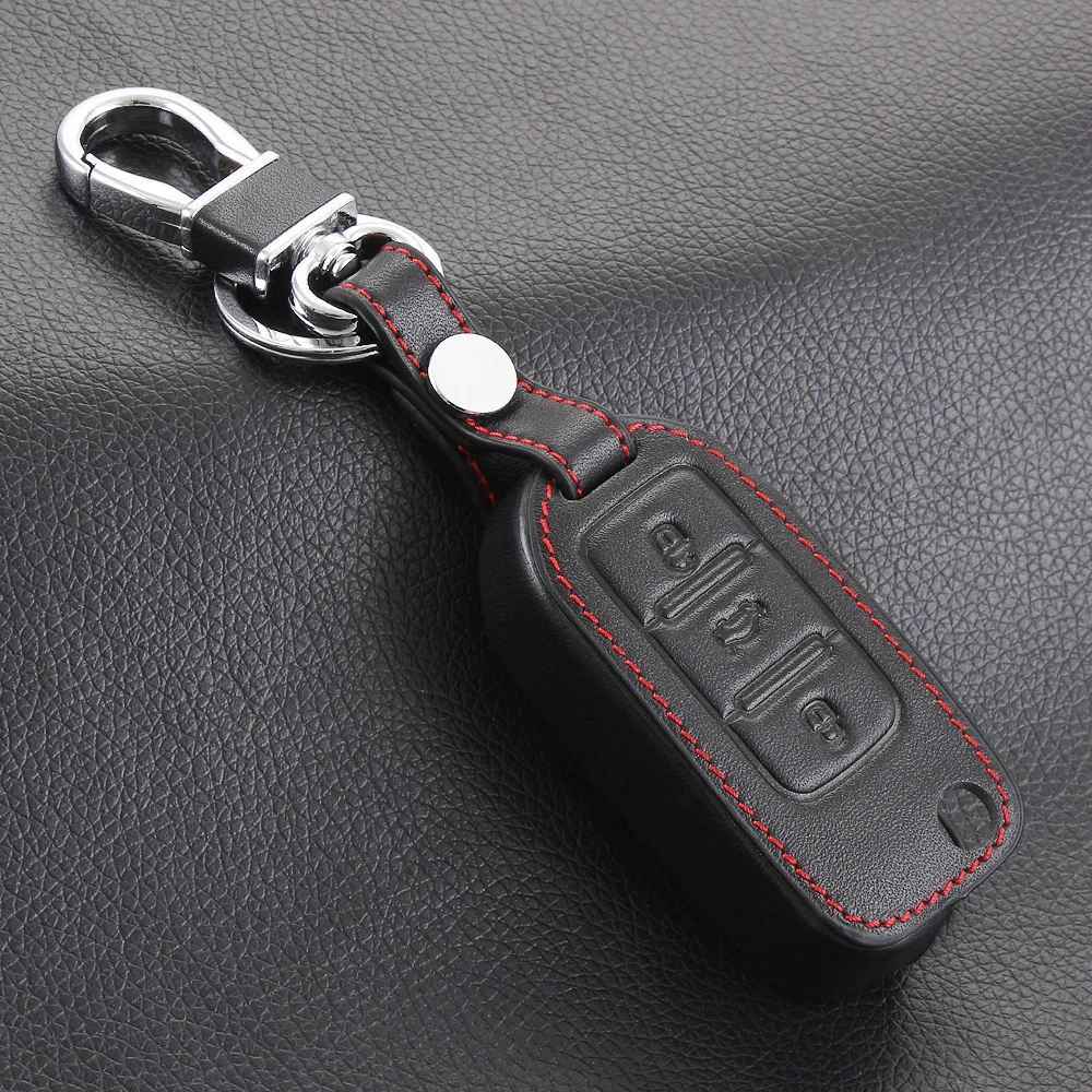 Black Genuine Leather cover wallet key remote case Car Accessories for