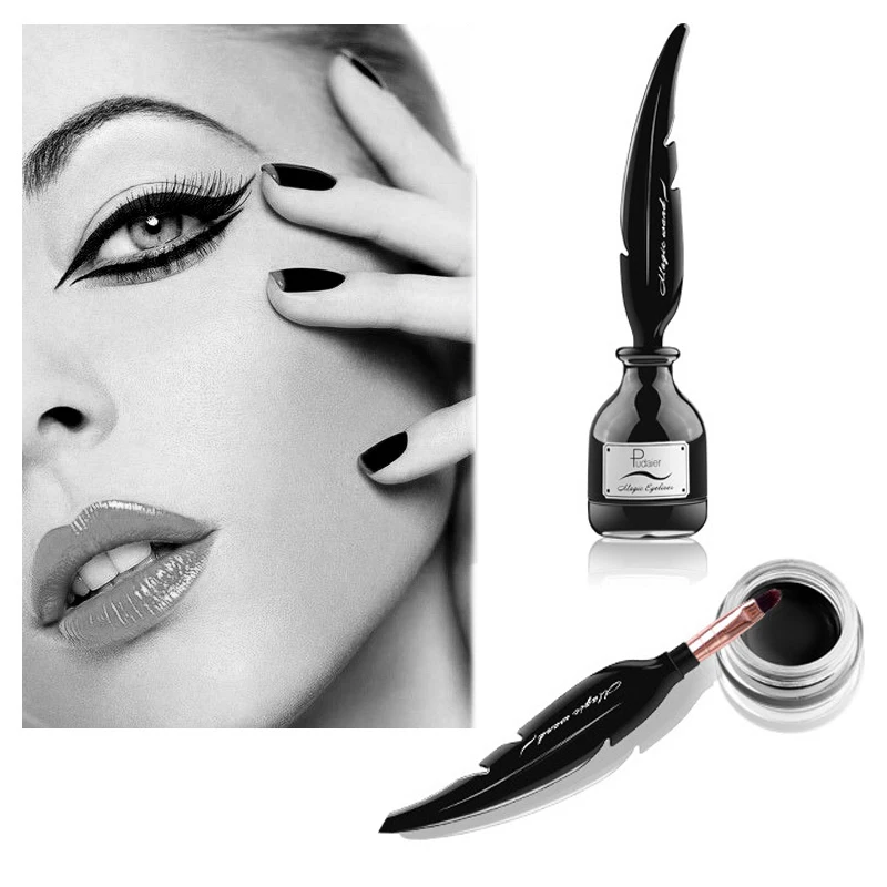 

Natural Soft Long-lasting Waterproof Eyeliner Gel Black Magic Cosmetics Eyes Set Eyeliner Makeup With Smooth Feather Brush
