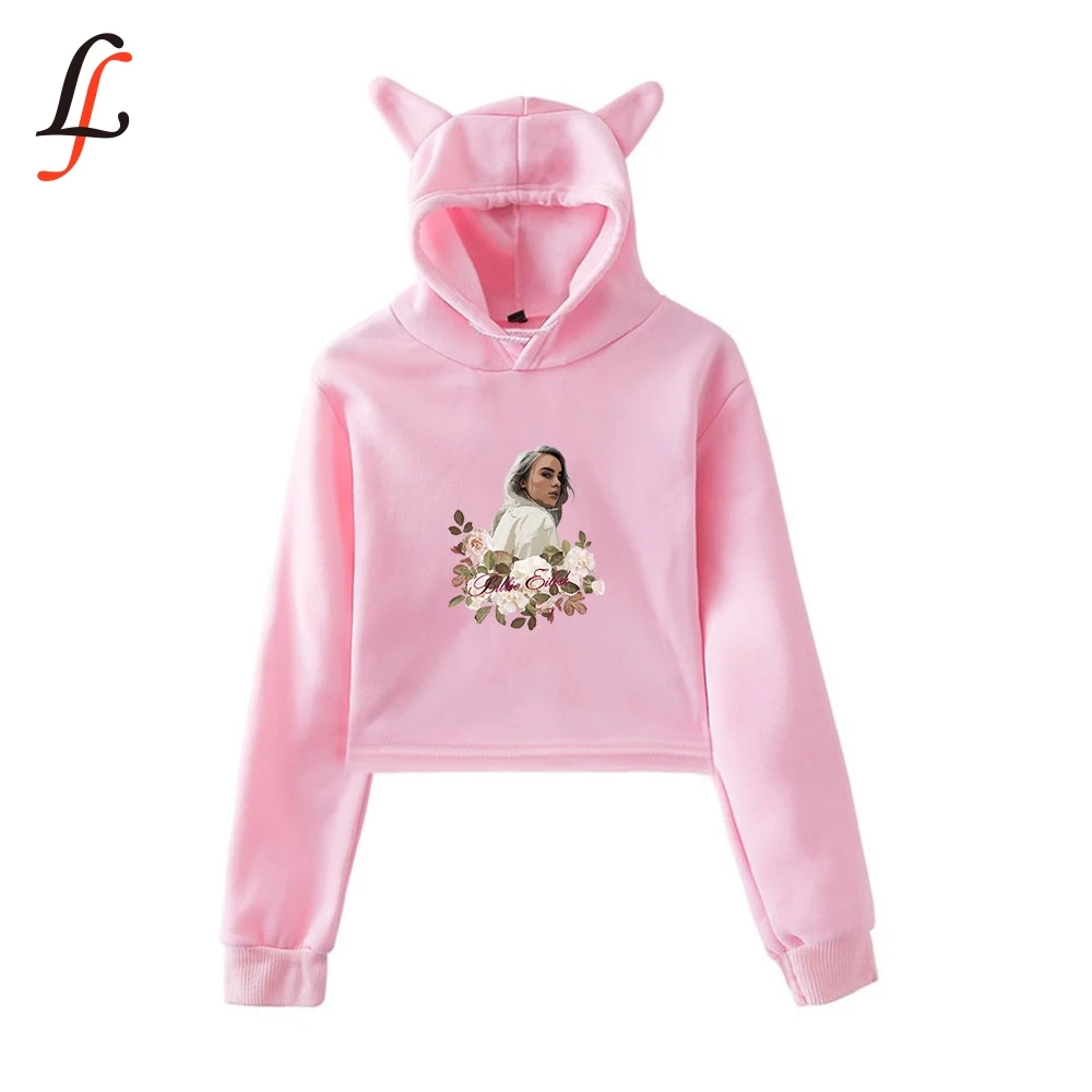 

Billie Eilish Cat Ear Cap Sexy Hoodies fashion trend sala Cat Crop Top Women Hoodies Sweatshirt Sexy hot Kpop Harajuku Size 2XL