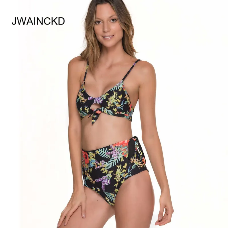 JWAINCKD Bikini Push Up 2019 Mujer Print High Waist Bikinis Set Swimwear Women Swimsuit Female Bandage Biquini Suit Beach Wear | Женская