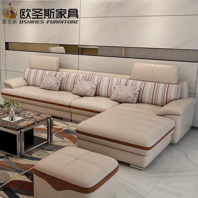 New model l shaped modern italy genuine real leather sectional latest corner furniture living room sex sofa set L11