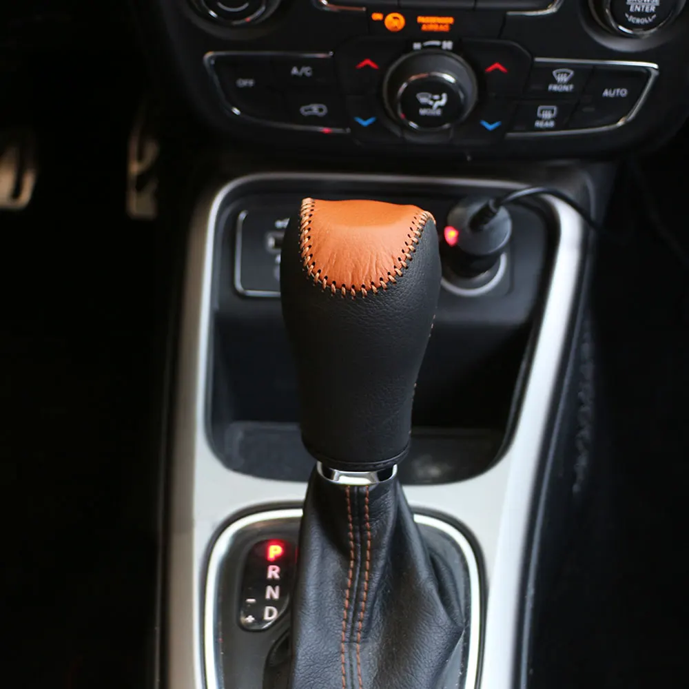 Внутренняя отделка из натуральной кожи автомобиля Шестерни Head рукоятка рычага переключения передач для рукоятки рычага КПП чехол для Jeep Compass 2th