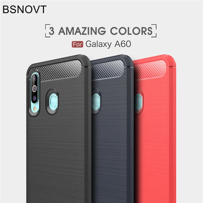 BSNOVT For Case Samsung Galaxy A60 Cover Shockproof Silicone Brushed Bumper Case For Samsung Galaxy A60 Funda SM-A606F 6.3\