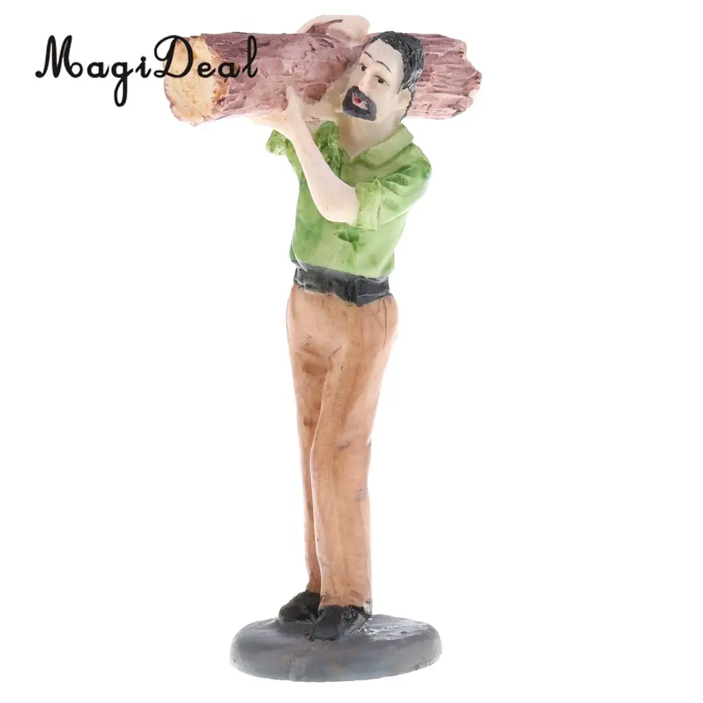 MagiDeal 1Pc Sand Table Scene Woodcutter Timberjack Figure Model Layout Landscape Scenery for Home Room Decor Children Kids Toy