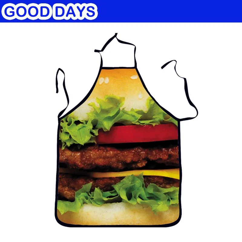 

Big Hamburger Fried Chicken Waiter Waitress Funny Apron Christmas New Year Party Bar Restaurant Apron Outdoor Barbecue Apron