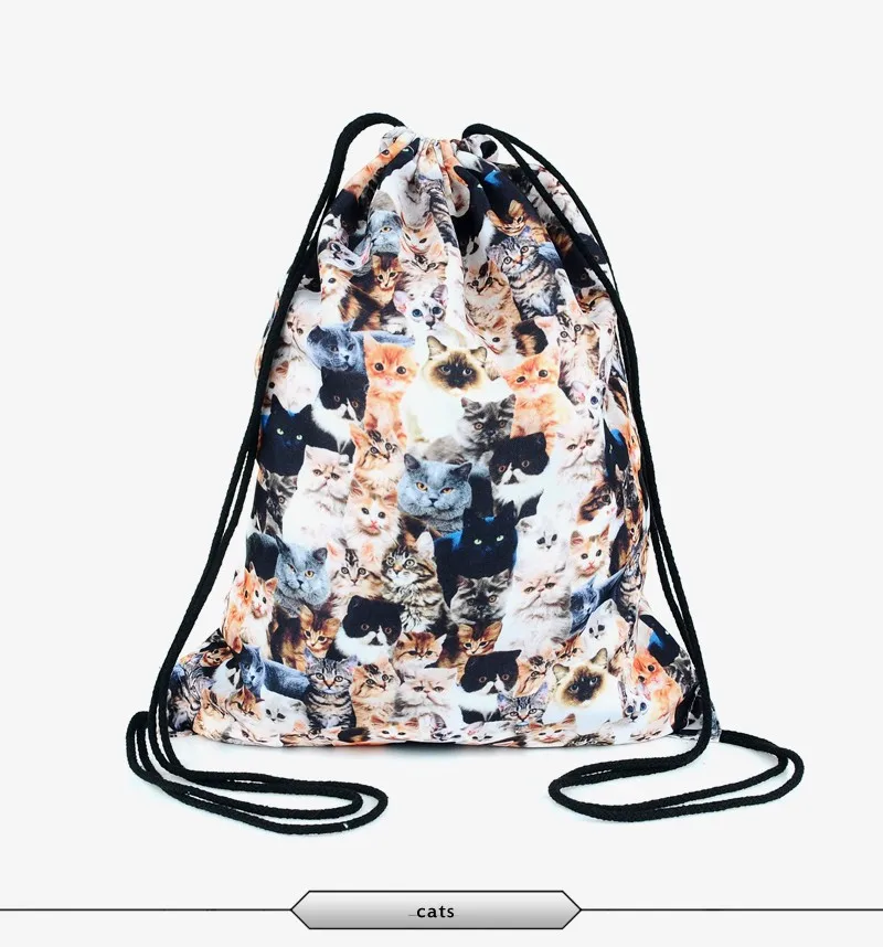 Cat Escape 3D печати Для женщин классический навсегда бренд Mochila Escolar человек сумки
