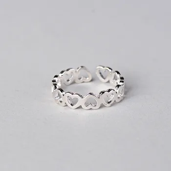 

Bohemian Vintage Silver Color Love Heart Rings For Women Gift Bijoux Adjustable Finger Antique Engagement Rings Anillos