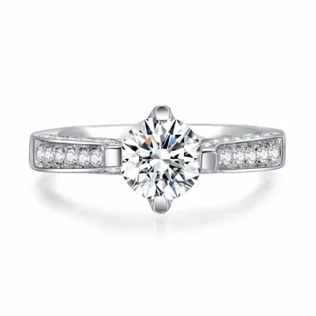 

test positive 2CT Moissanite Wedding Ring Sterling Silver Fine Jewelry Girl Love Best Anniversary Jewelry