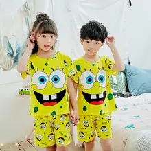 Пижамный комплект для маленьких детей, летняя детская хлопковая одежда для сна с короткими рукавами пижамы для мальчиков с героями мультфильмов, bebes, домашняя одежда для девочек ночная рубашка для мальчиков