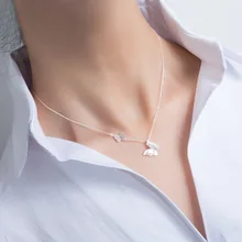 Real 925 Sterling Silver Double Butterfly Necklaces Pendant Fashion 925 Jewelry Necklace For Women Factory Price