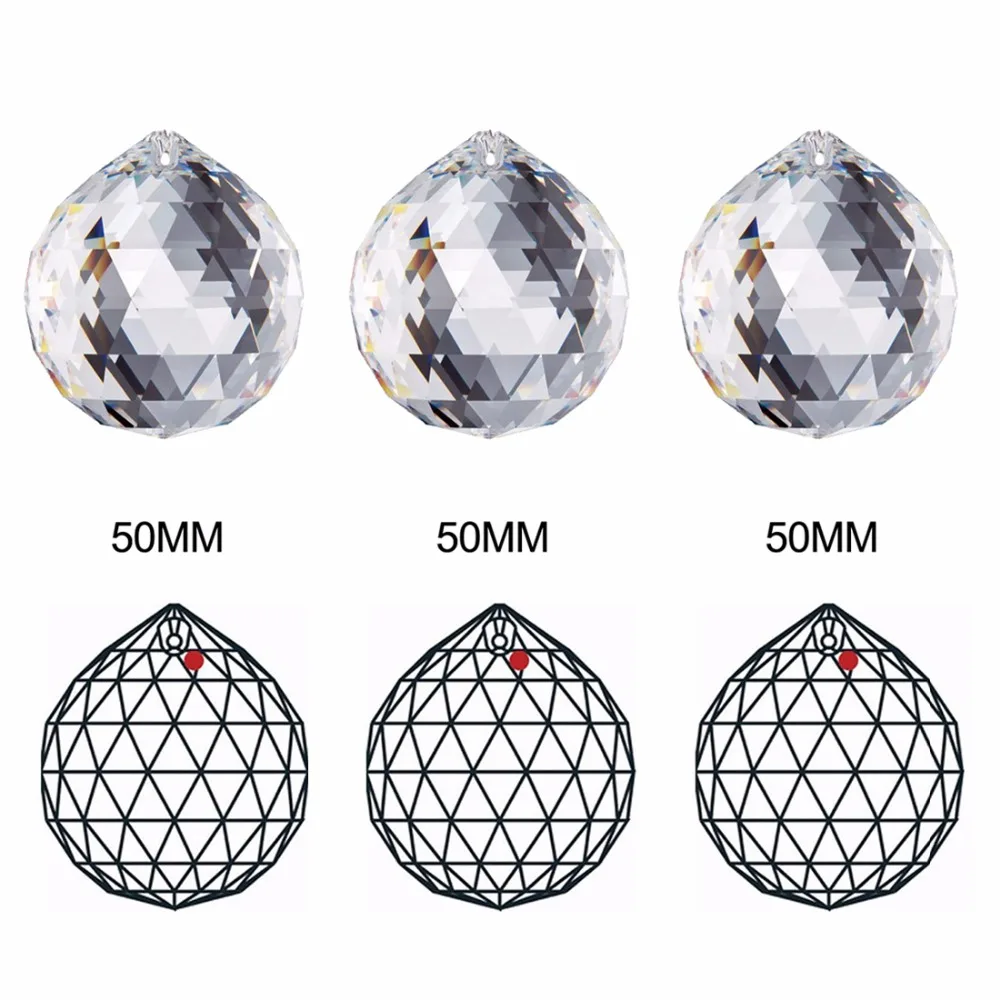 H& D Suncatcher шар-Призма 50 мм/2 дюйма-висящий хрустальный шар Призма граненый люстра шар Радуга производитель для окна/свадьбы/автомобиля