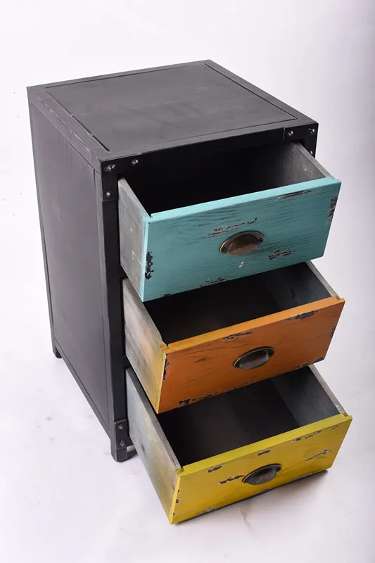 

LOFT Industrial Country Style Bookcase Doo-old Iron Bedside Table Living Room Storage Cabinet Coffee Bar Decor Chest of Drawers
