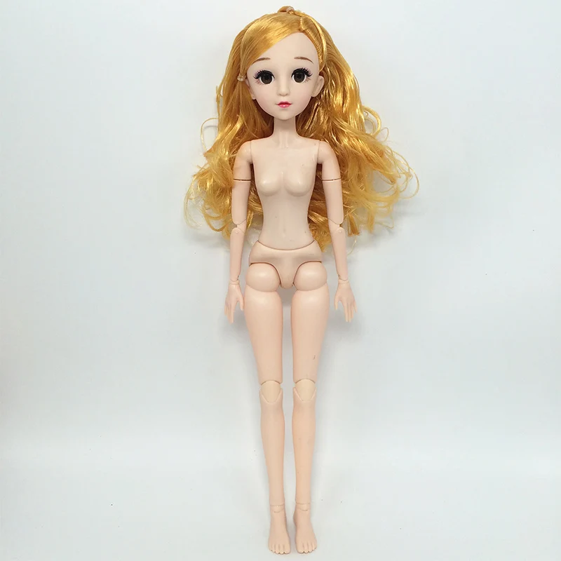 36 см кукла с 3D глазами ресницы 22 подвижные суставы 14 дюймов обнаженное тело обнаженная женская фигура тело принцесса кукла игрушка Подарки для девочек - Цвет: Золотой