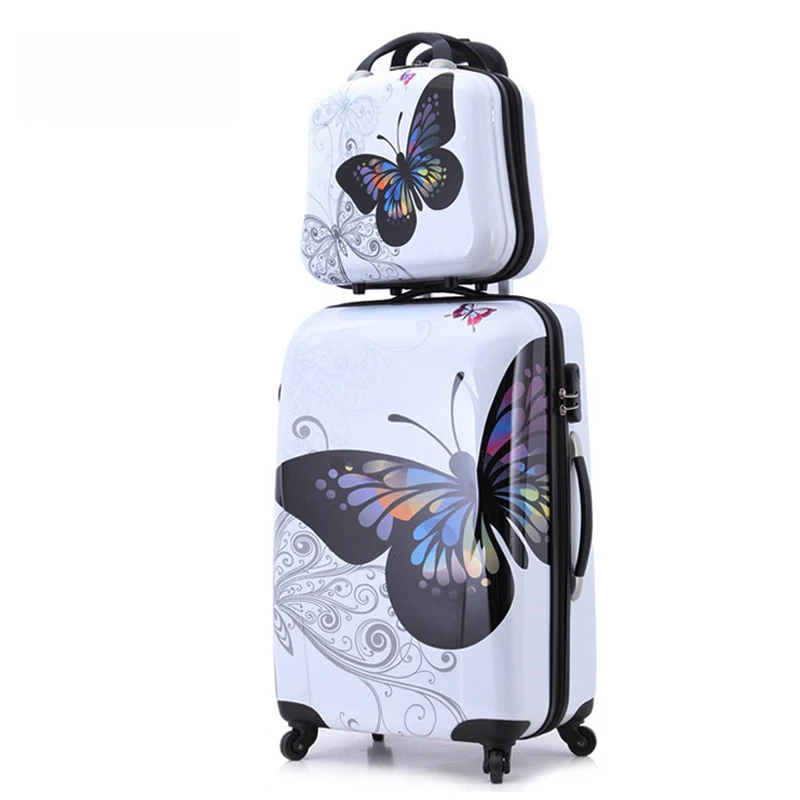 

20"+12" amazing hot sales Japan butterfly ABS trolley suitcase luggage sets/Pull Rod trunk/traveller case box with spinner wheel