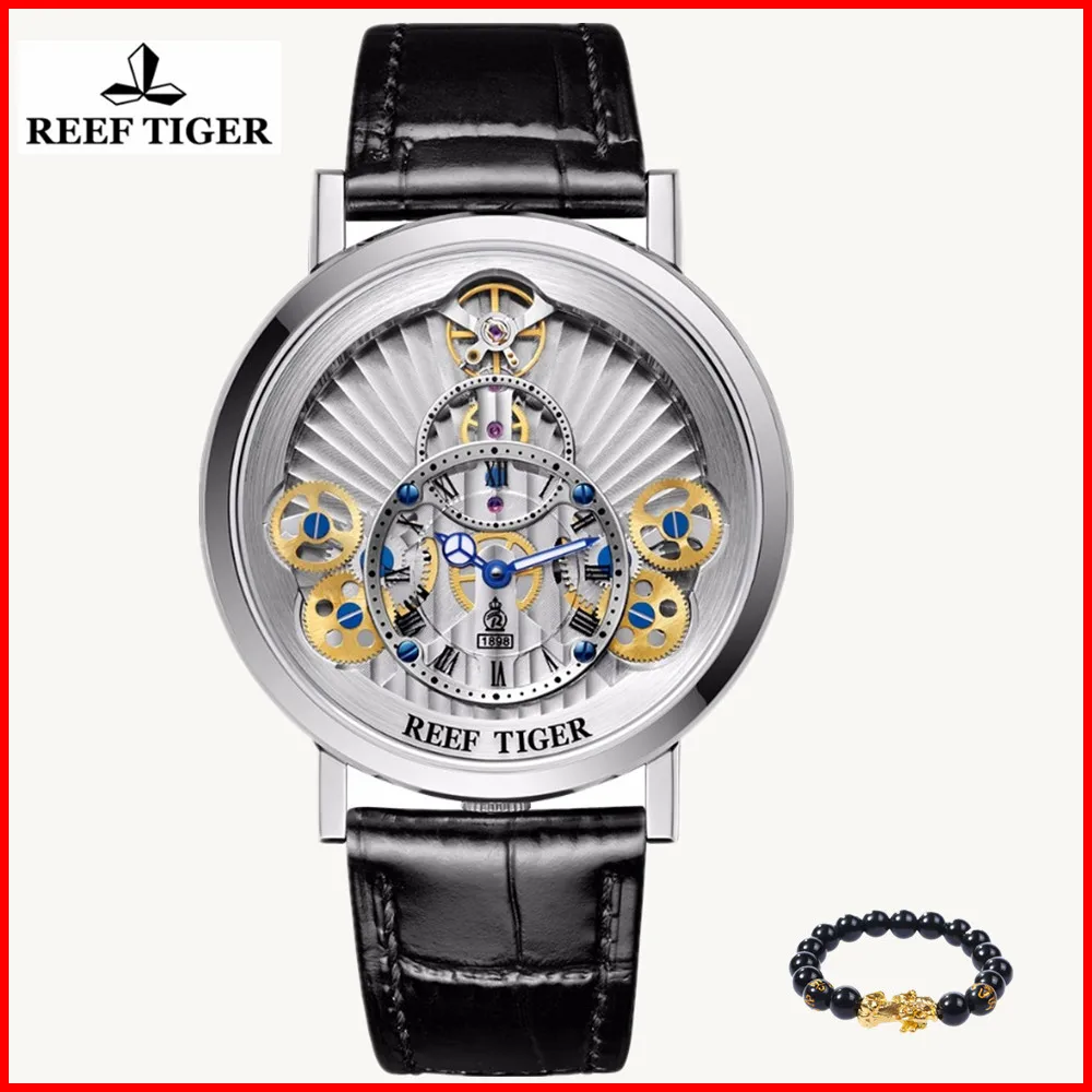 

2019 Reef Tiger Luxury Brand Watches reloj hombre Men's fashion waterproof Sports leather Quartz Watch clock relogio masculino