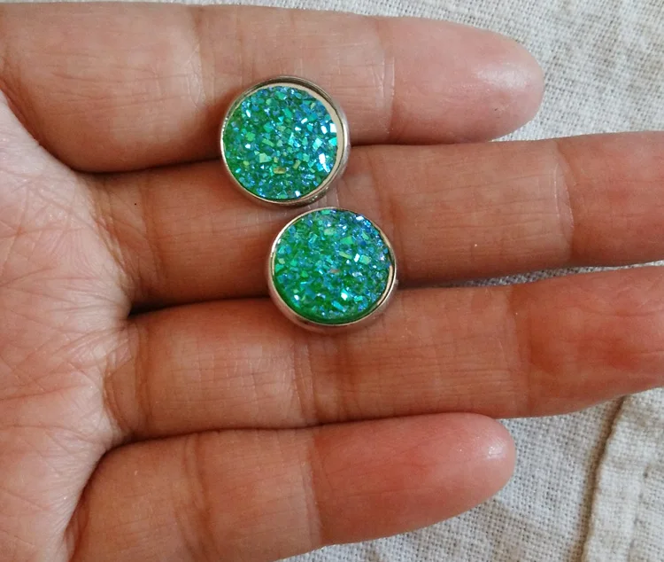 Серьги гвоздики с искусственной друзой|druzy stud earrings|stud earringsdruzy earrings |