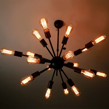 

Loft Vintage Industrial Fixture Retro Pendant Ceiling Chandelier Lamp 18 Light Painted Finish Cafe Bar Coffee Shop Store Club