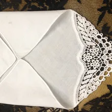 Набор из 12 модных дамские платки 12-дюймовый хлопковый носовой платок милое сердце Hankies винтажное Кружевное Свадебное Hanky для невесты